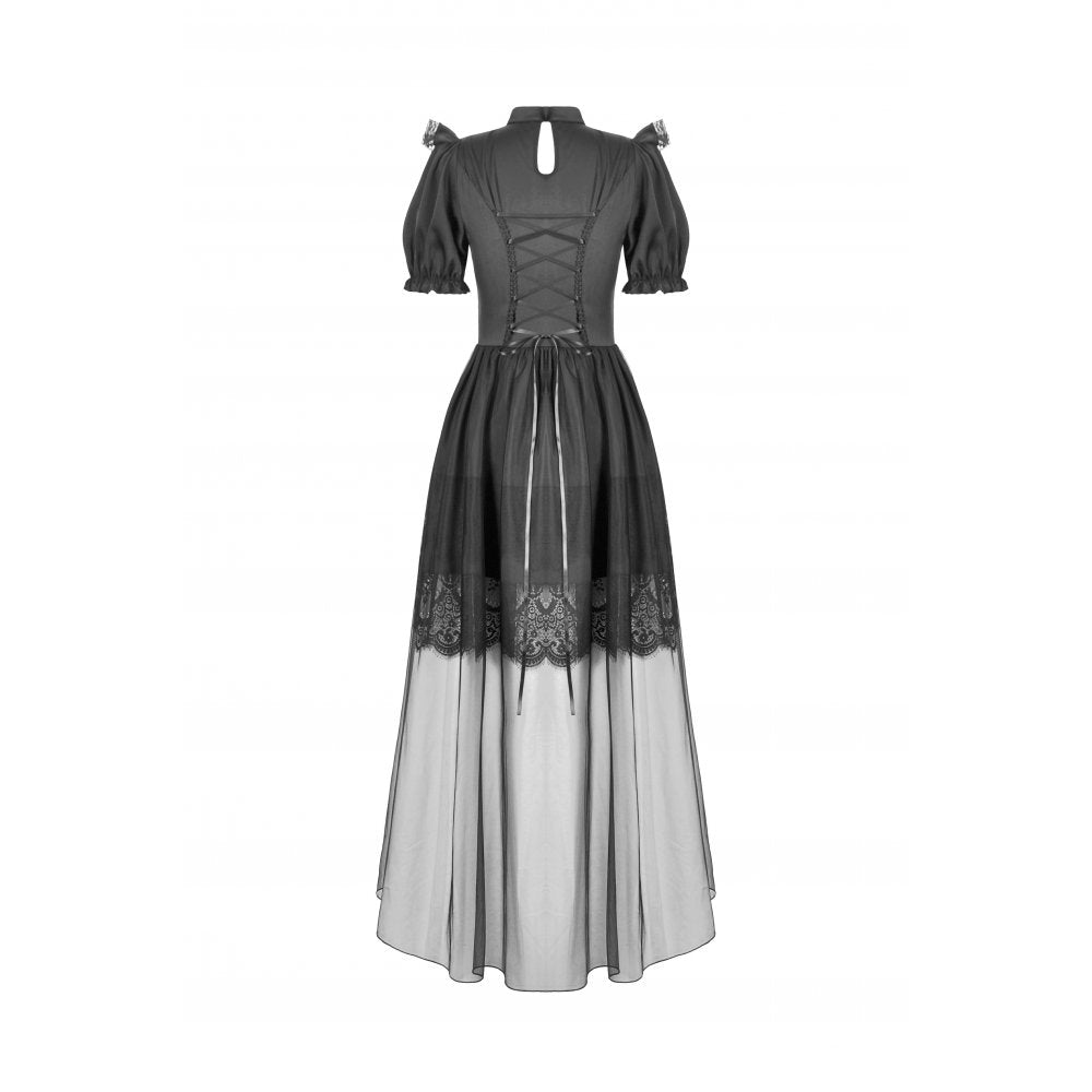 Dark in Love Ebon Rose High-Low Mesh & Lace Goth Dress - DevilGothic DevilGothic