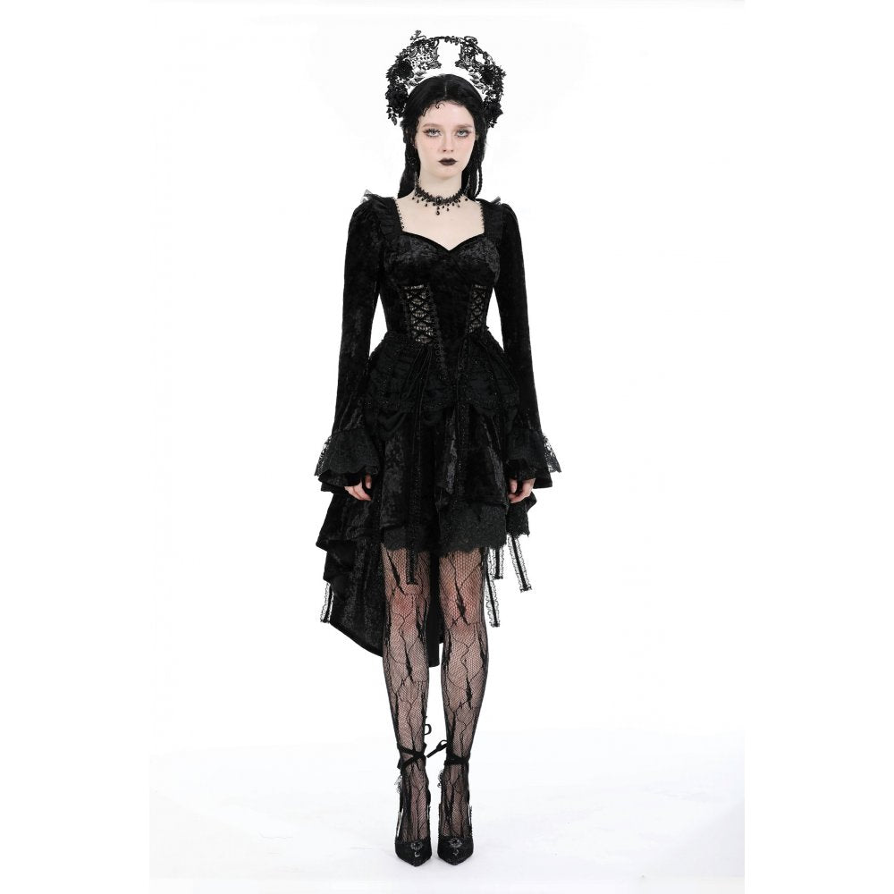 Dark in Love Seraphina Velvet Lace Goth Dress - DevilGothic DevilGothic