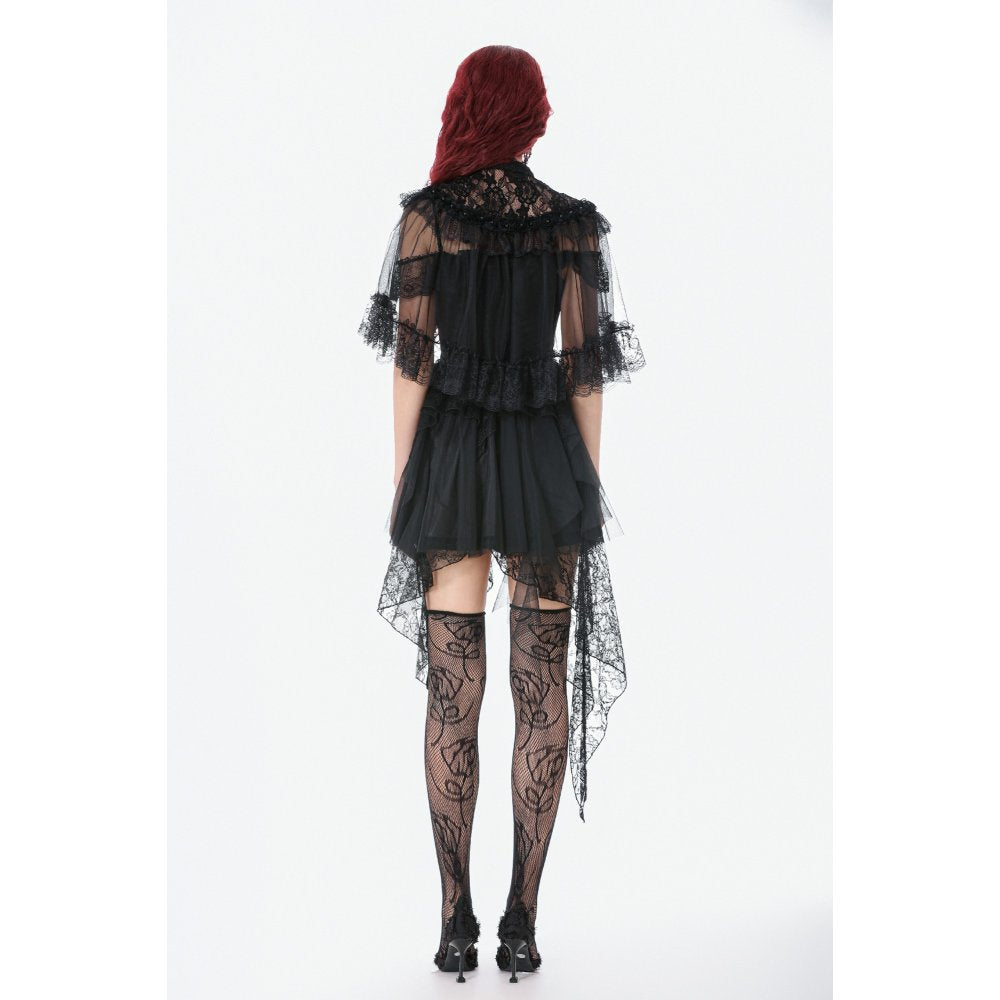 Dark in Love Morwenna Gothic Lace Ruffle Capelet - DevilGothic DevilGothic
