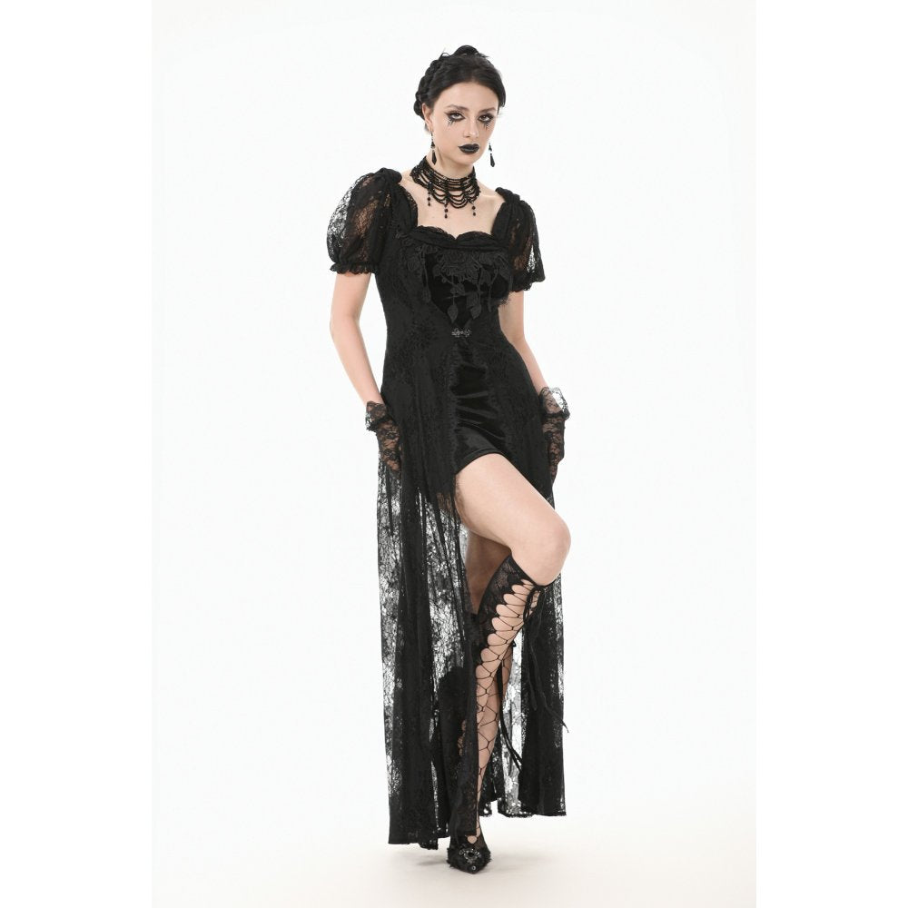 Dark in Love Morwenna Lace Gothic Maxi Dress in Black - DevilGothic DevilGothic