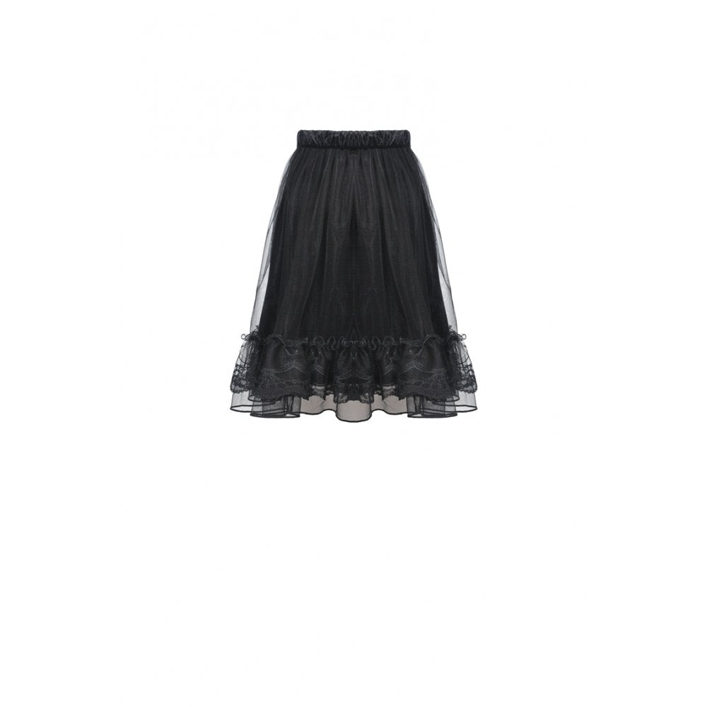 Dark in Love Melisandre Embroidered Velvet Mesh Goth Skirt in Black - DevilGothic DevilGothic