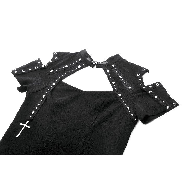 Dark in Love Seraphine Lace Off-Shoulder Goth Top in Black - DevilGothic DevilGothic