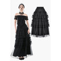 Dark in Love Morticia Gothic Velvet & Lace Skirt in Black - DevilGothic DevilGothic