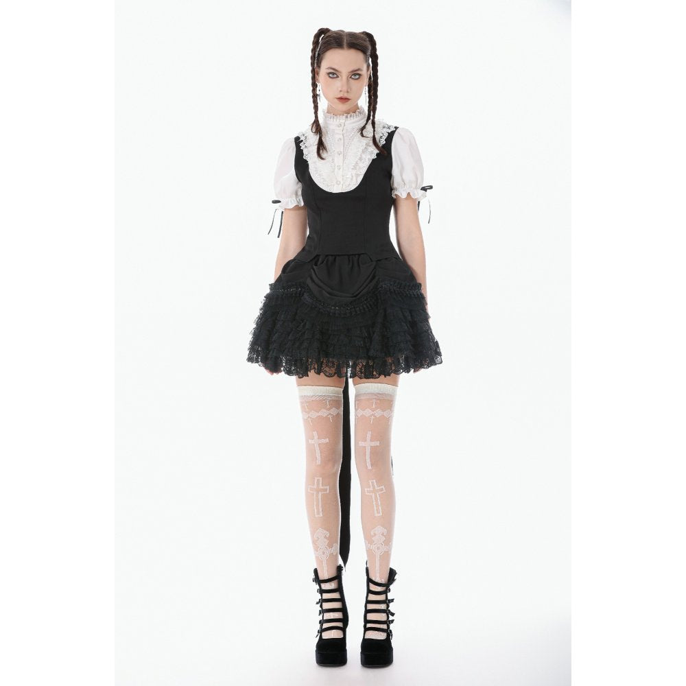 Dark In Love Beatrix Goth Satin Ruffled Overskirt - DevilGothic DevilGothic