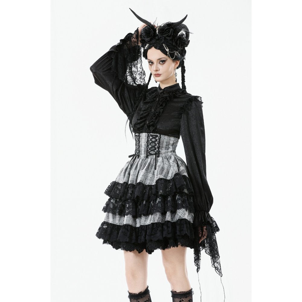 Dark in Love Hexa Layered Tartan Skirt - DevilGothic DevilGothic