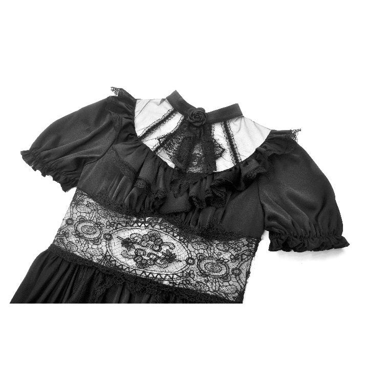 Dark in Love Ebon Rose High-Low Mesh & Lace Goth Dress - DevilGothic DevilGothic