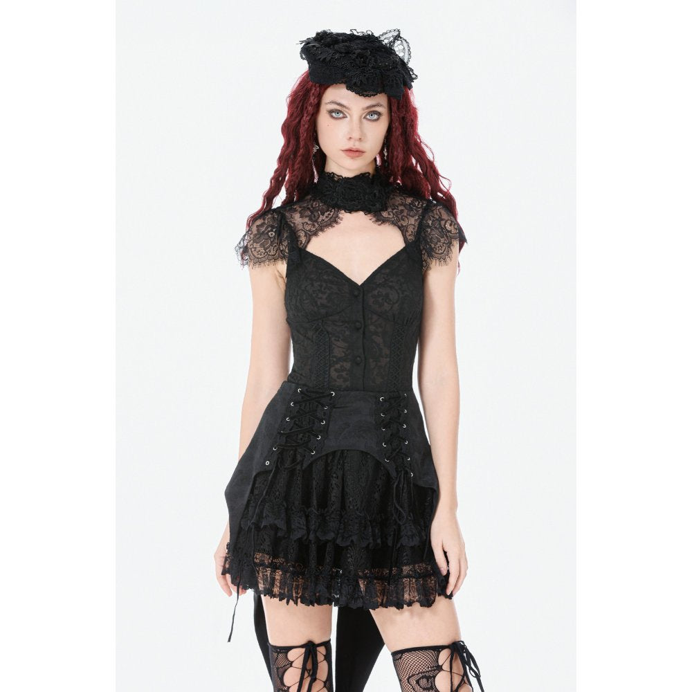 Dark in Love Thornspell Gothic Layered Lace Overskirt - DevilGothic DevilGothic