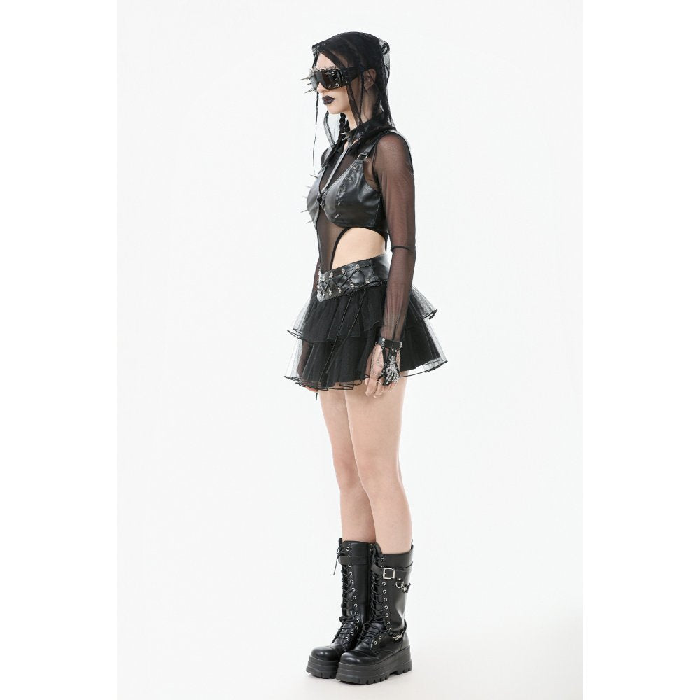 Dark in Love Bonded Tulle Layered Goth Mini Skirt in Black - DevilGothic DevilGothic