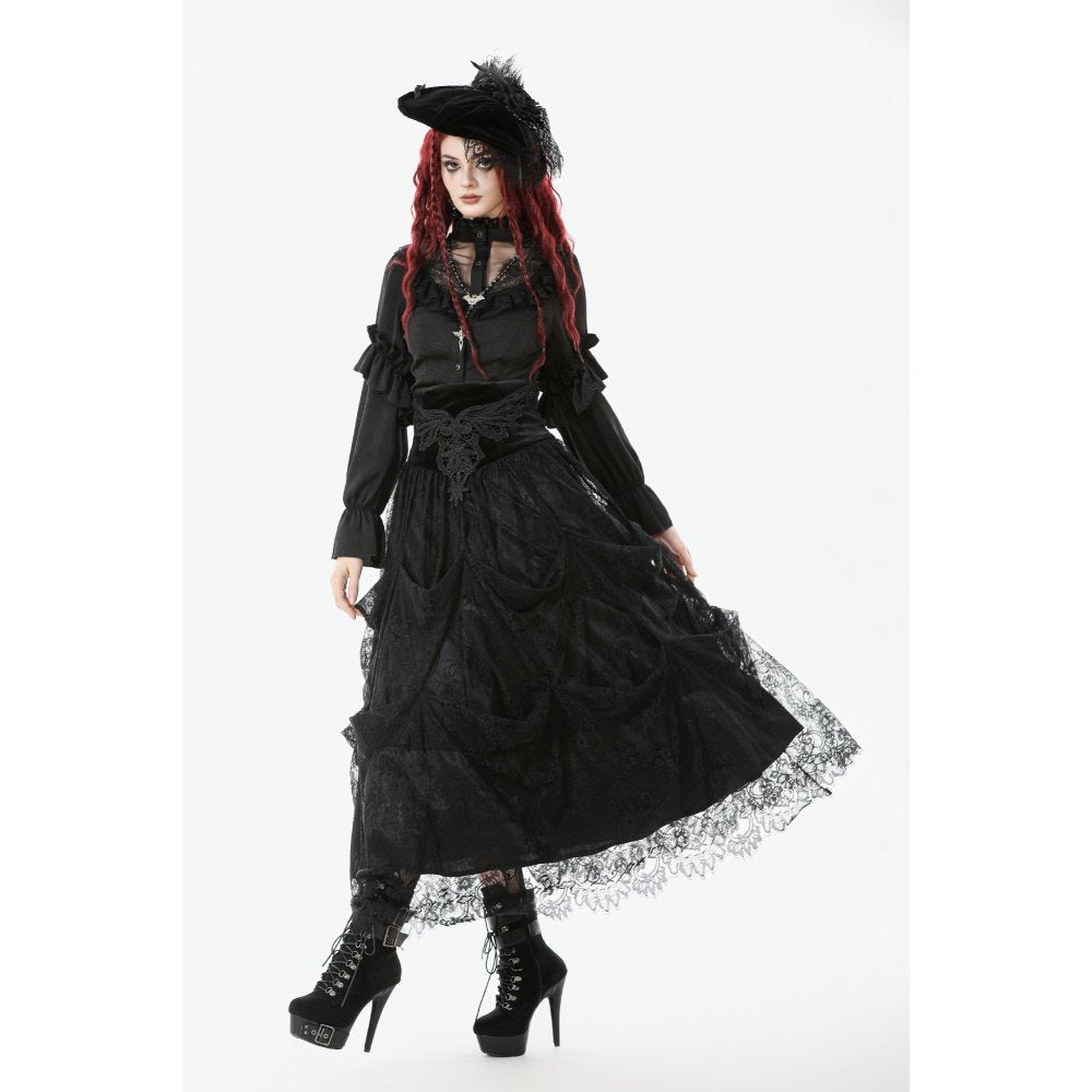 Dark in Love Gloriana Draped Maxi Skirt - DevilGothic DevilGothic