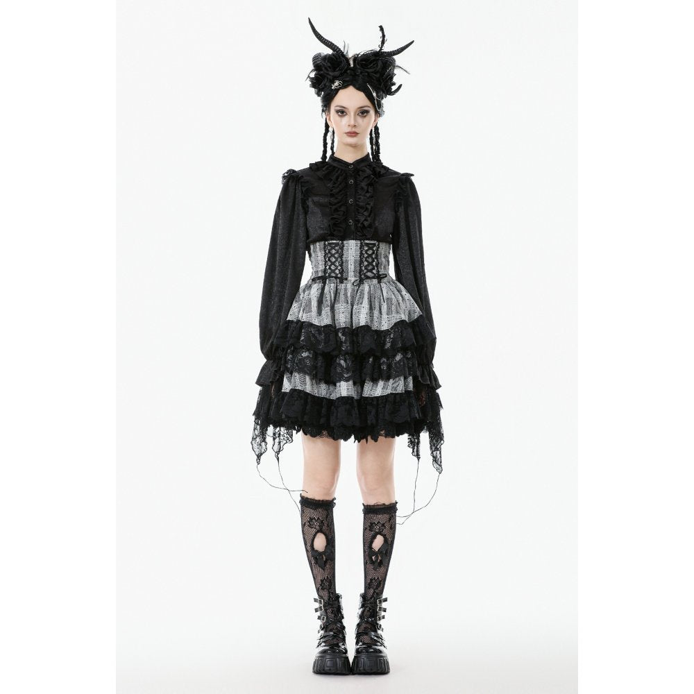 Dark in Love Hexa Layered Tartan Skirt - DevilGothic DevilGothic