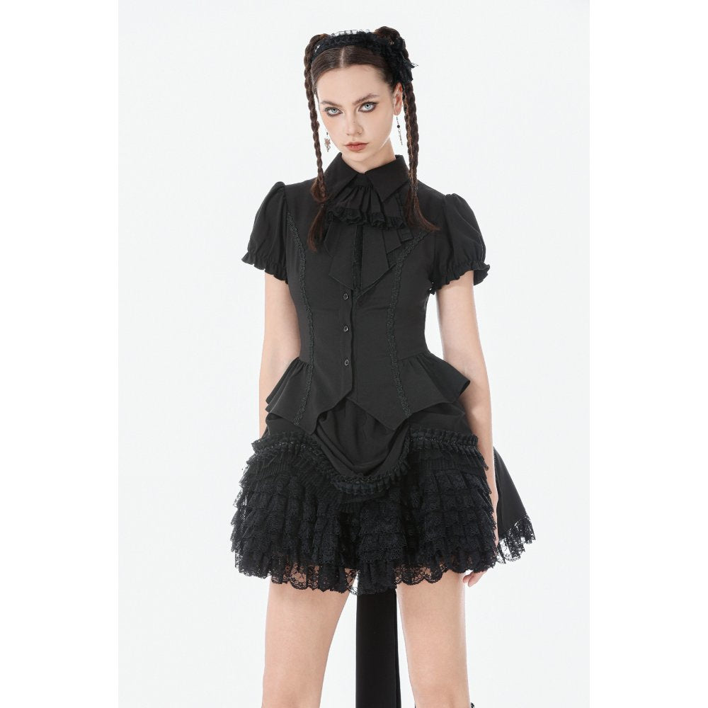 Dark In Love Beatrix Goth Satin Ruffled Overskirt - DevilGothic DevilGothic