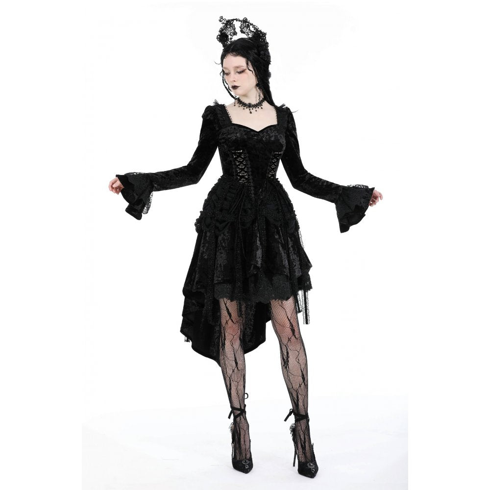 Dark in Love Seraphina Velvet Lace Goth Dress - DevilGothic DevilGothic