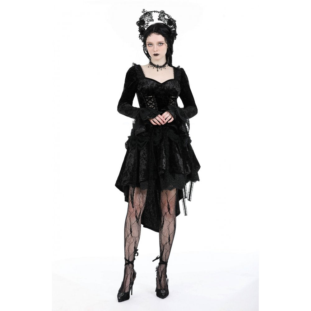 Dark in Love Seraphina Velvet Lace Goth Dress - DevilGothic DevilGothic