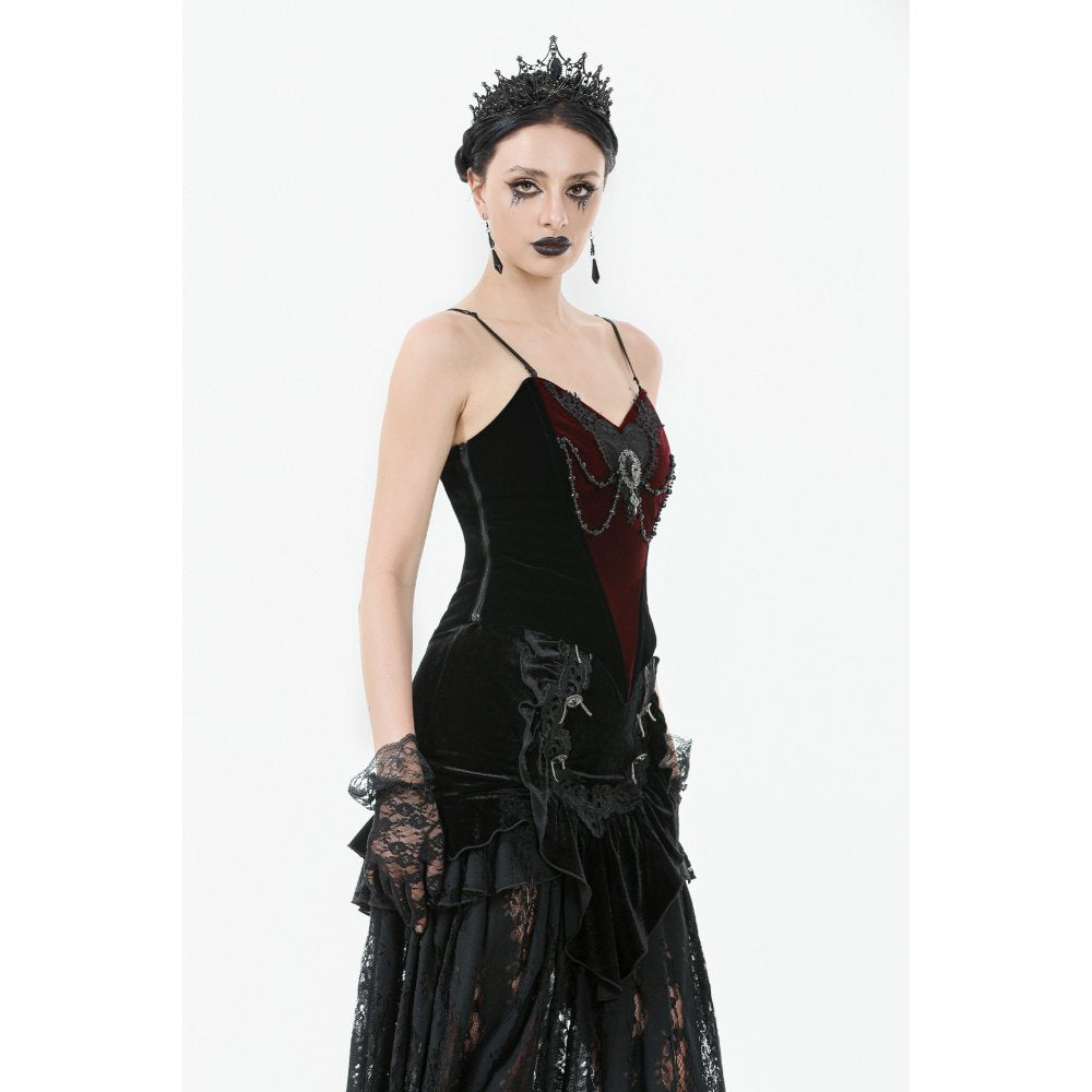 Dark in Love Morrigan Velvet & Lace Chain-Detail Top - DevilGothic DevilGothic