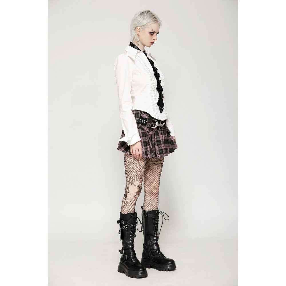 Dark in Love Rowan Punk Pink Plaid Mini Skirt
