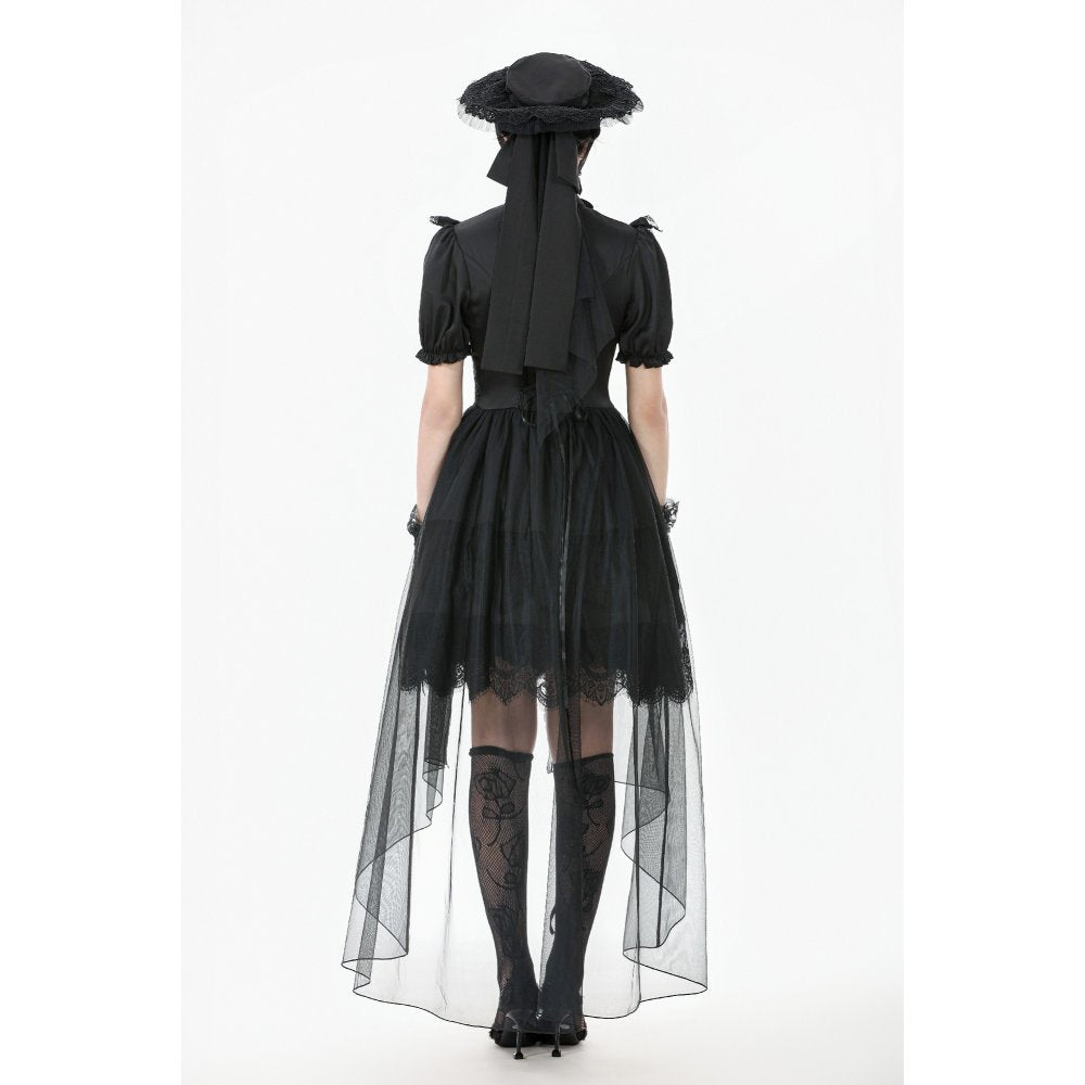 Dark in Love Ebon Rose High-Low Mesh & Lace Goth Dress - DevilGothic DevilGothic