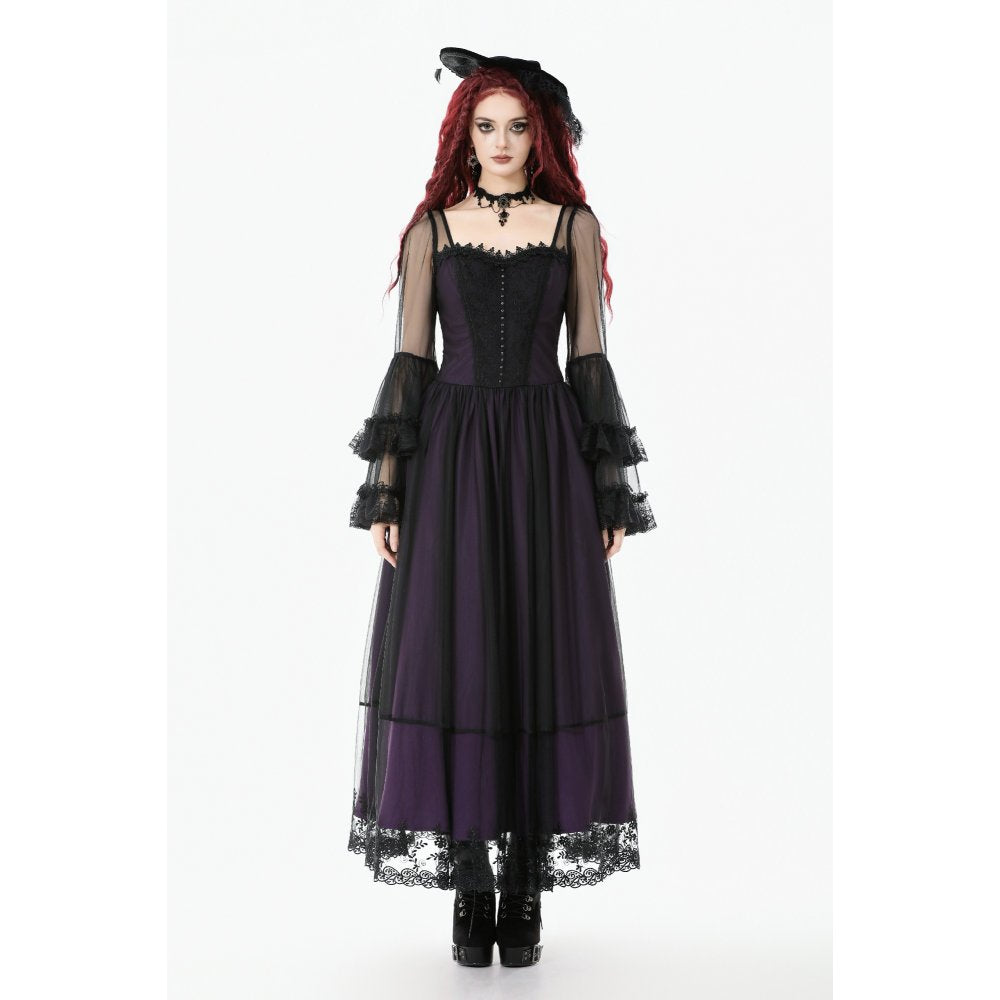 Dark in Love Lilith Bell Sleeve Gothic Maxi Dress - DevilGothic DevilGothic