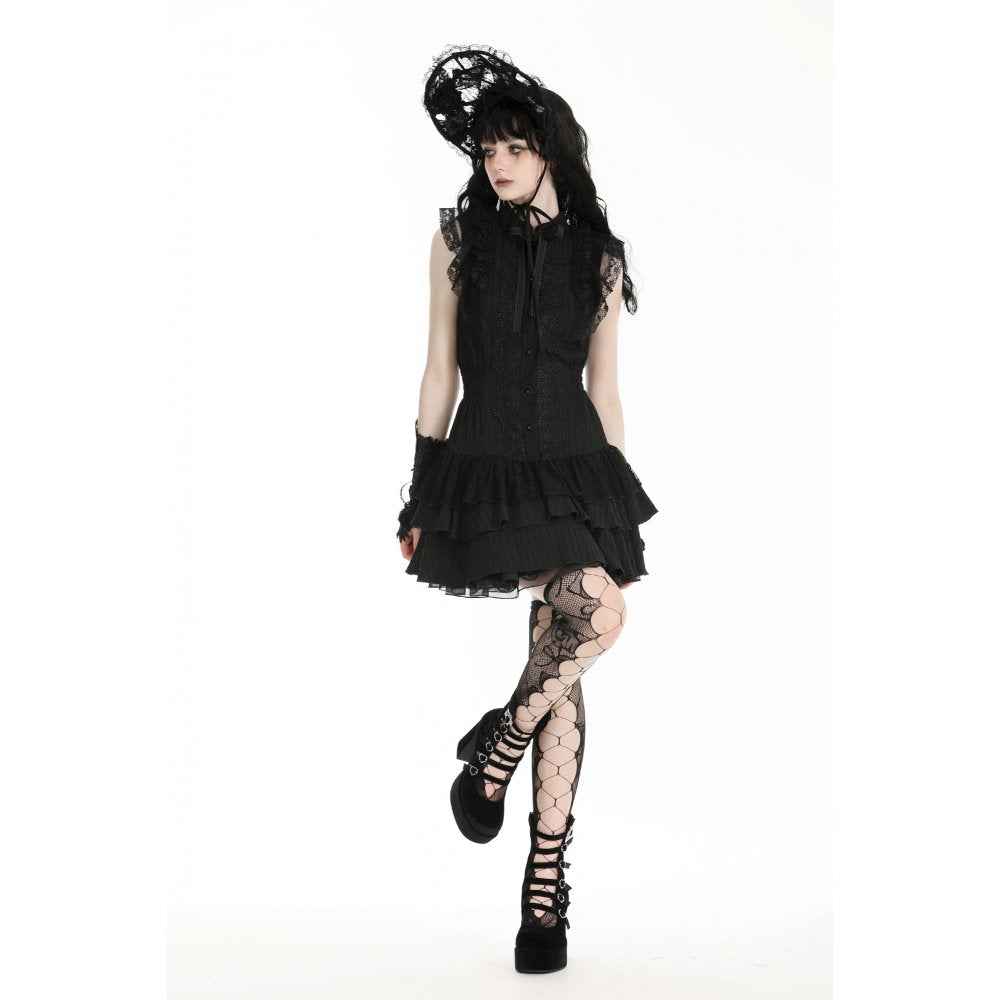 Dark in Love Diya Sleeveless Tiered Goth Dress