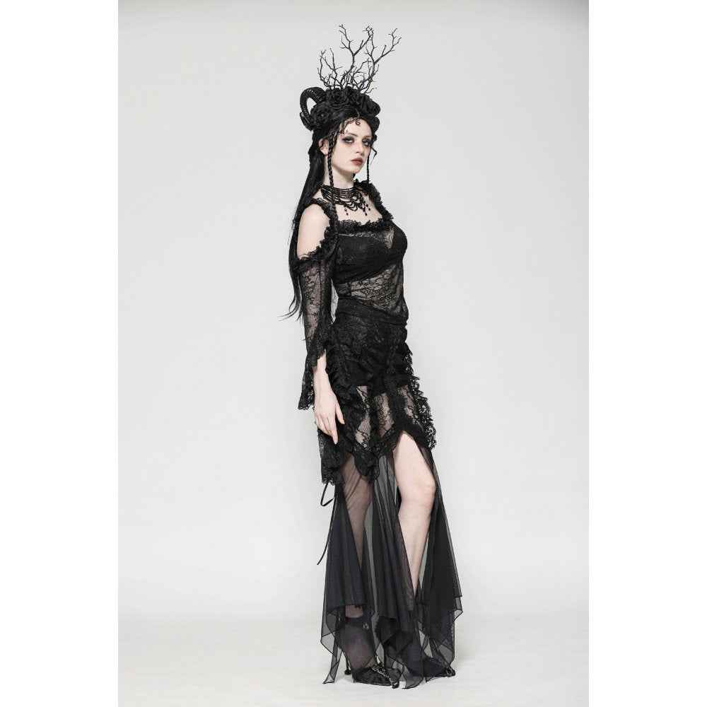 Dark in Love Nevaeh Gothic Lace and Mesh Mermaid Skirt