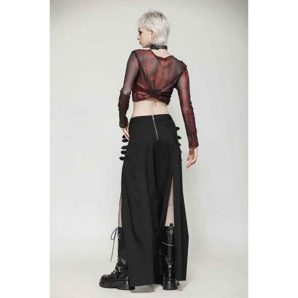 Dark in Love Phoenix Black Slit Metal Long Skirt