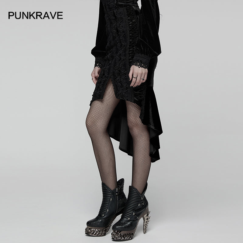 Punk Rave – Belladonna Goth Rose Fishtail Skirt - DevilGothic DevilGothic