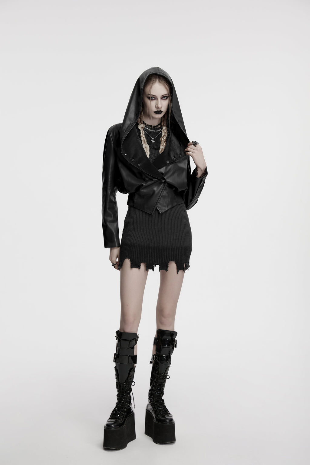 Punk Rave Nyx Hooded Faux Leather Jacket - DevilGothic DevilGothic