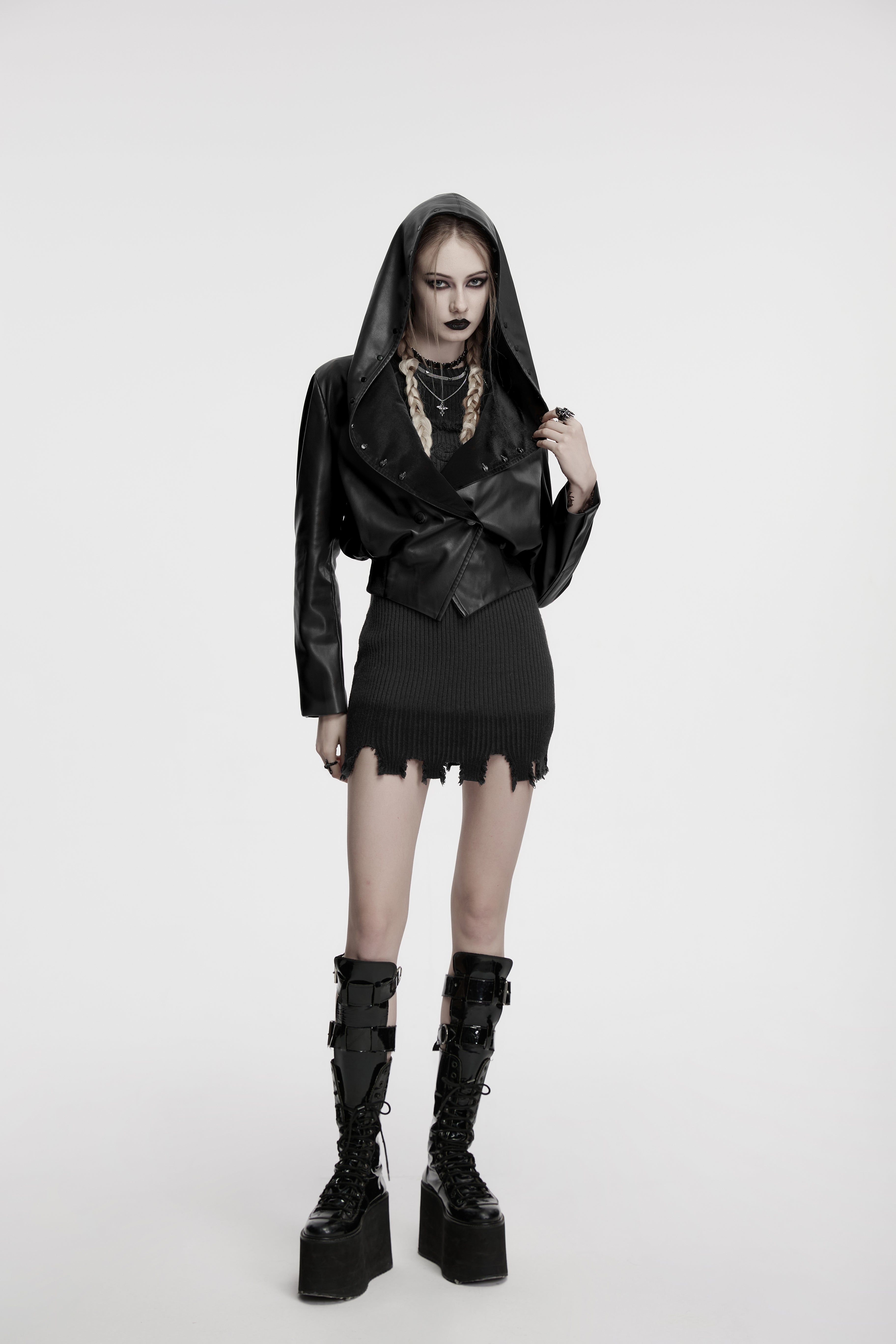Punk Rave Nyx Hooded Faux Leather Jacket - DevilGothic DevilGothic