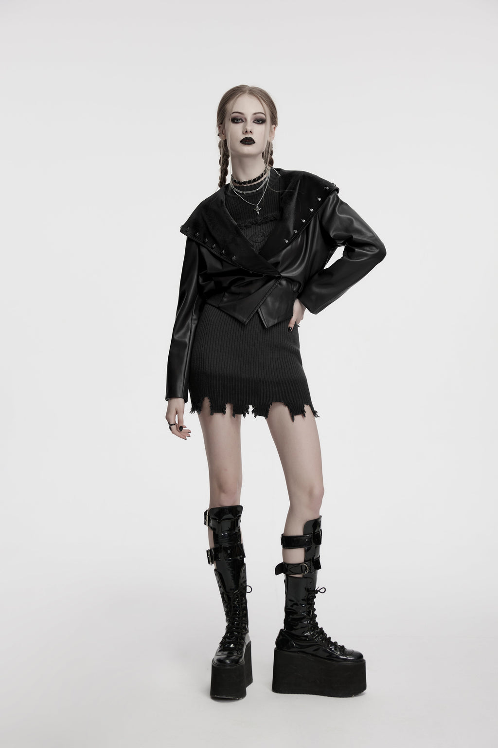 Punk Rave Nyx Hooded Faux Leather Jacket - DevilGothic DevilGothic