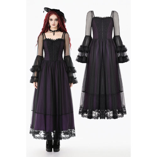 Dark in Love Lilith Bell Sleeve Gothic Maxi Dress - DevilGothic DevilGothic