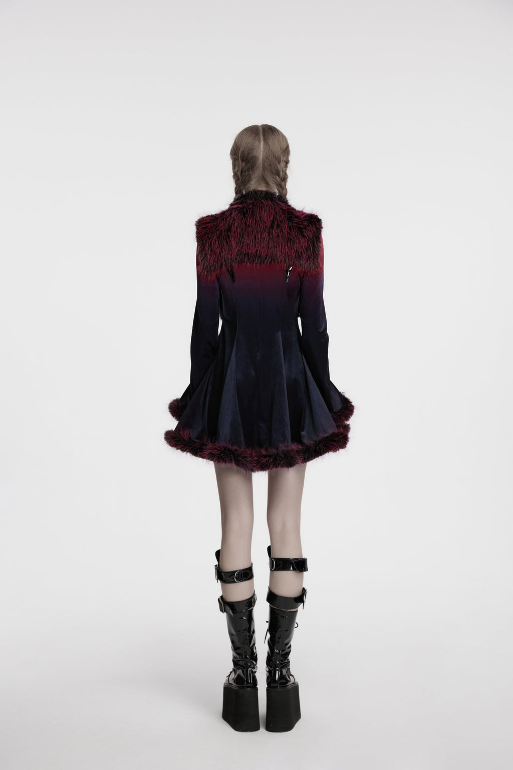 Punk Rave Lilith Gradient Devil Fur Shawl in Crimson - DevilGothic DevilGothic
