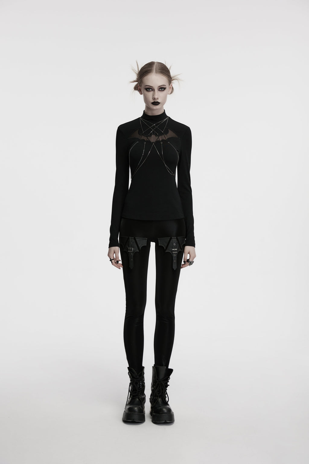 Punk Rave Morrigan Bat Chain Goth Top In Black - DevilGothic DevilGothic