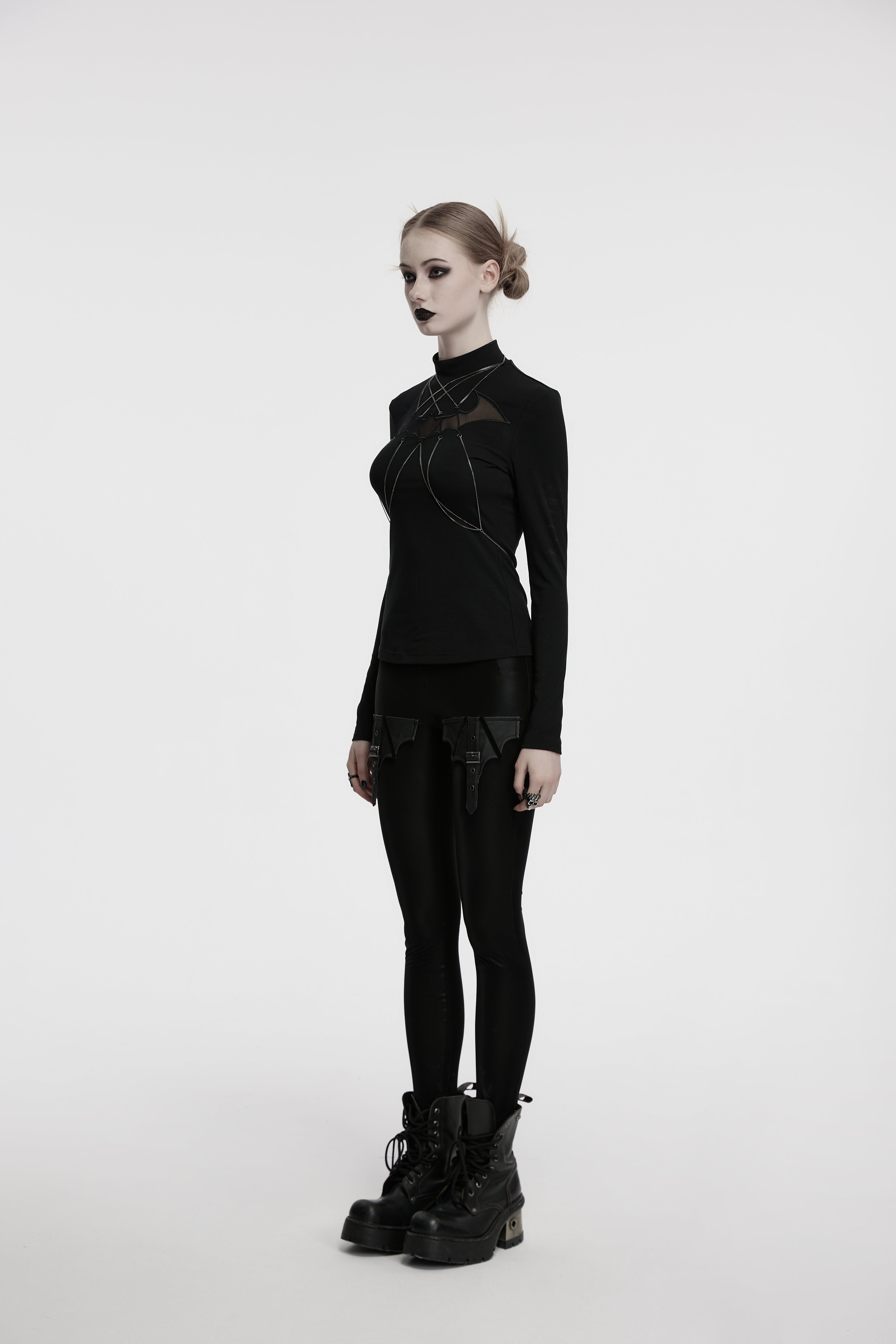 Punk Rave Morrigan Bat Chain Goth Top In Black - DevilGothic DevilGothic