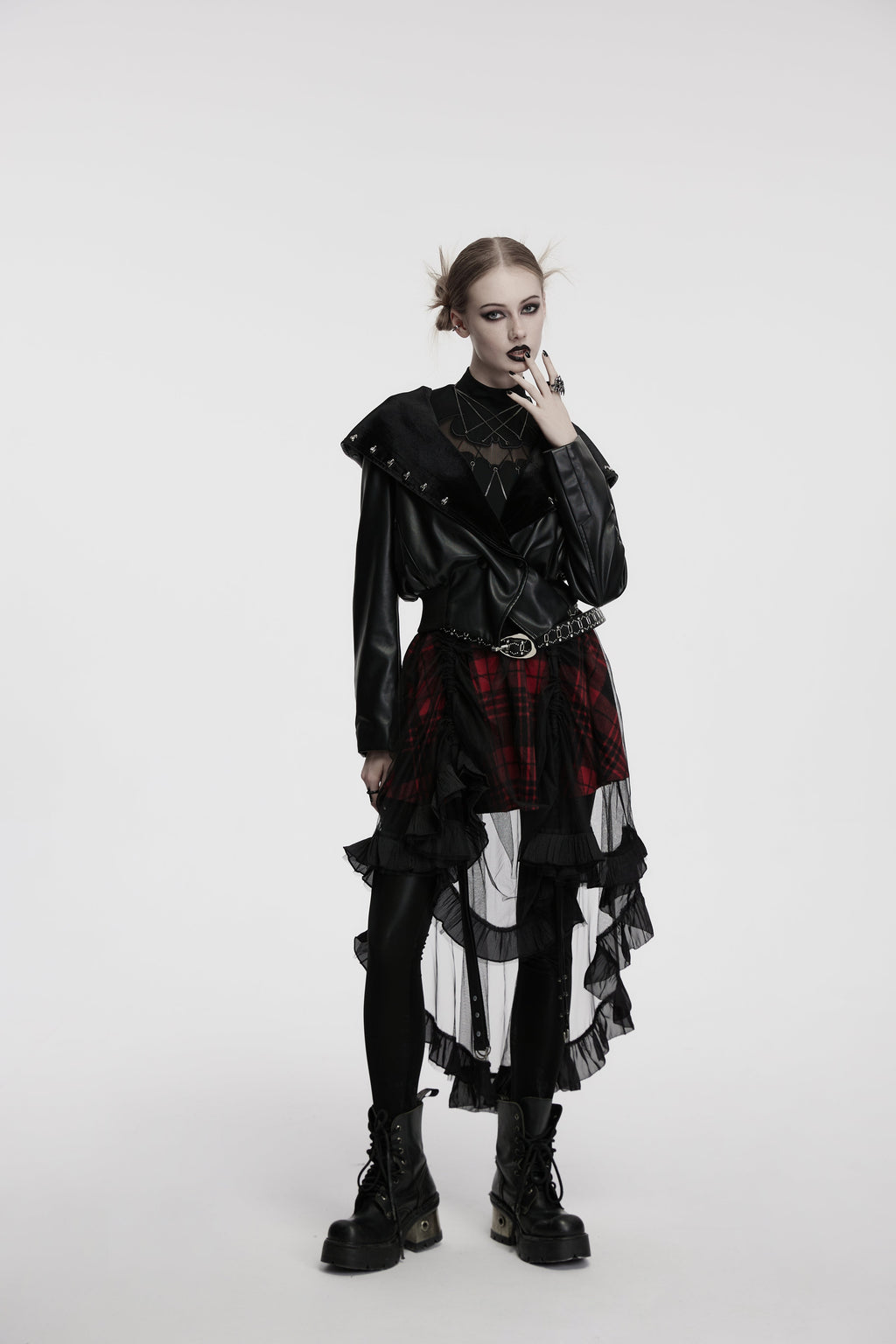 Punk Rave Nyx Hooded Faux Leather Jacket - DevilGothic DevilGothic