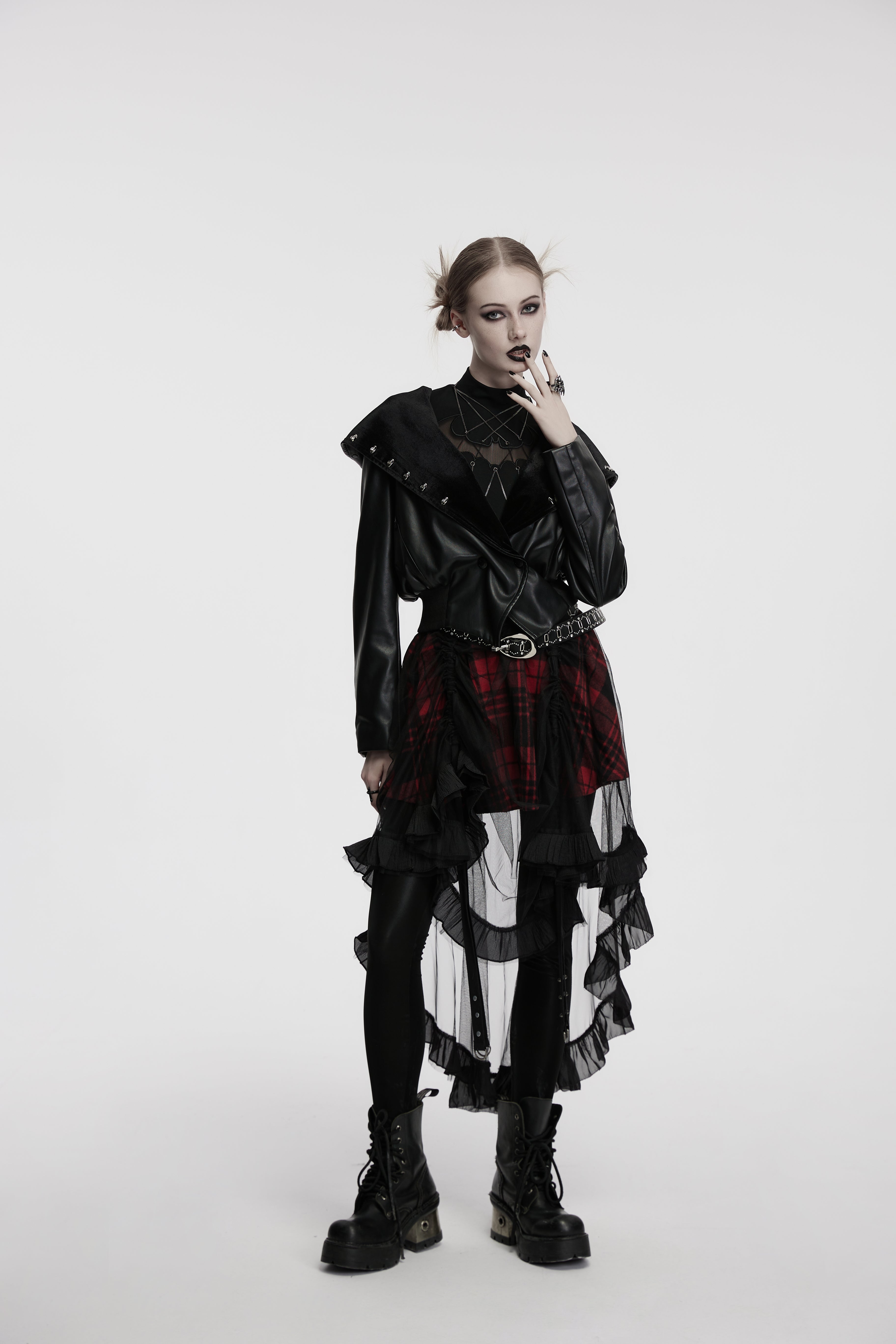 Punk Rave Nyx Hooded Faux Leather Jacket - DevilGothic DevilGothic