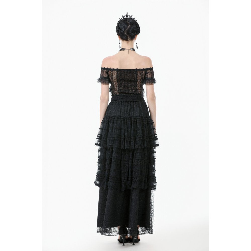 Dark in Love Ophelia Lace Off-Shoulder Gothic Top in Black - DevilGothic DevilGothic