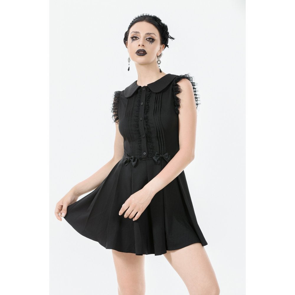Dark In Love Gwendolyn Lace Panel Goth Mini Dress in Black - DevilGothic DevilGothic