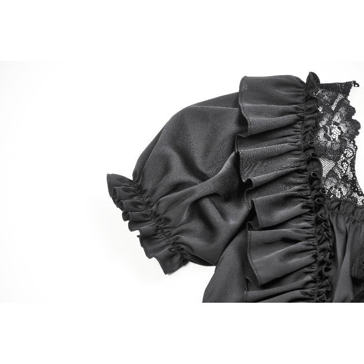 Dark in Love Seraphina Ruched Puff Sleeve Corset Top in Black - DevilGothic DevilGothic