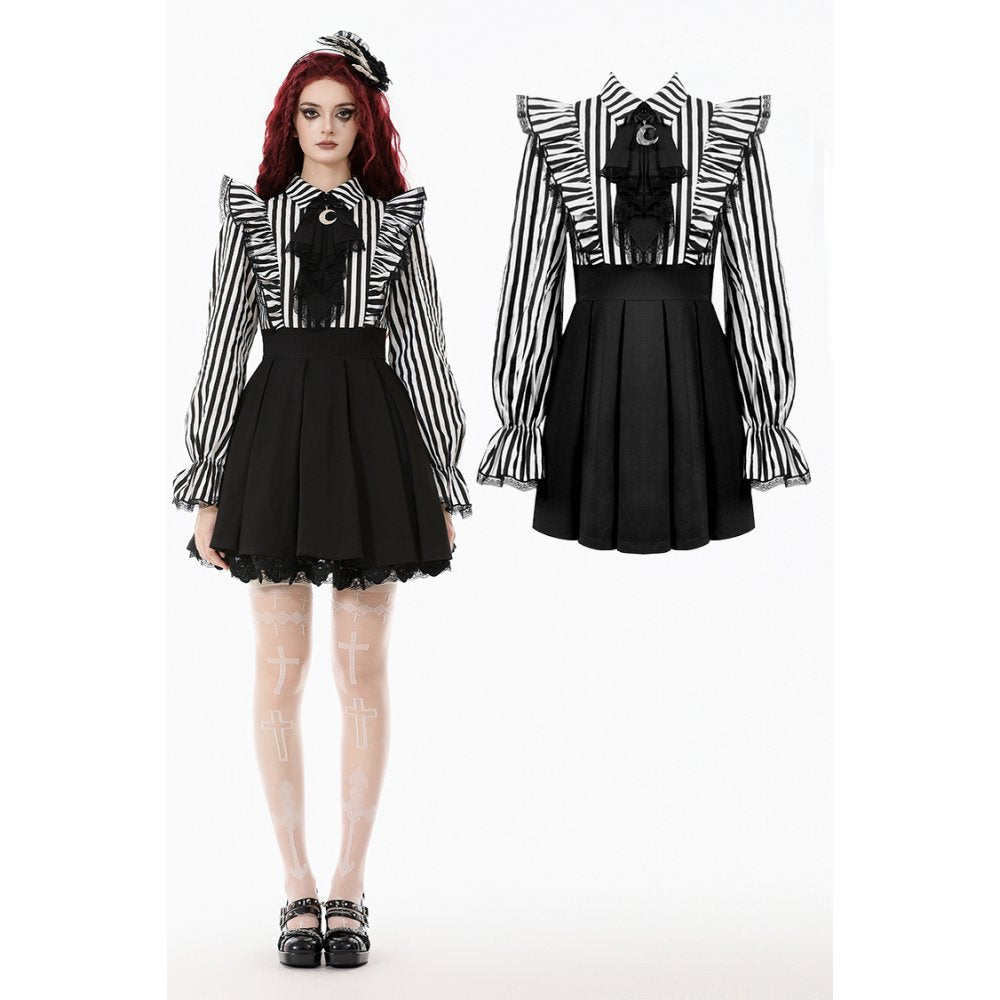 Dark in Love Striped Ruffle Gothic Lolita Dress - DevilGothic DevilGothic