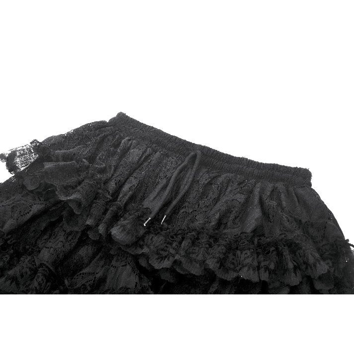Dark in Love Belladonna Tiered Lace High-Low Goth Skirt in Black - DevilGothic DevilGothic