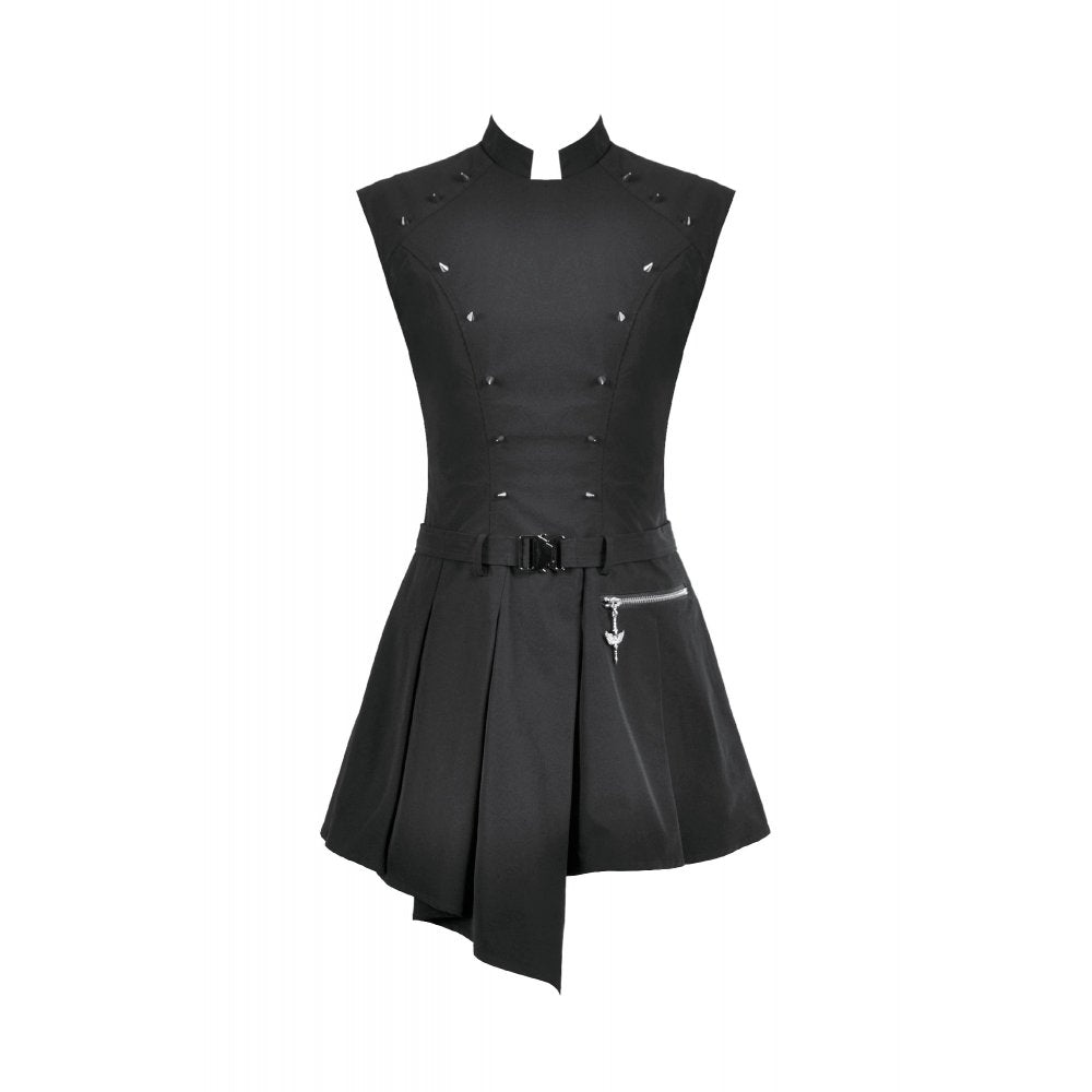 Dark in Love Cassia Buckled Pleated Dress - DevilGothic DevilGothic