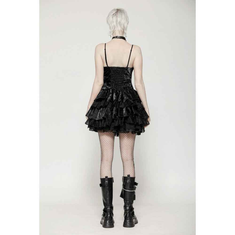 Dark in Love Harriet Punk Shiny PU Leather Layered Dress