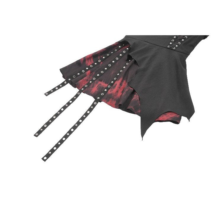 Dark in Love Nyssa Black & Red Strap Detail Goth Mini Dress - DevilGothic DevilGothic