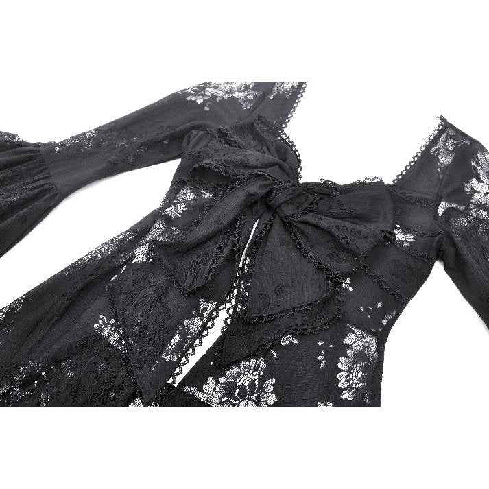 Dark in Love Emersyn Elegant Gothic Lace-Trimmed Long Robe