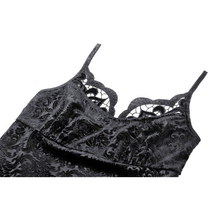 Dark in Love Freya Dark Embossed Velvet Camisole - DevilGothic DevilGothic