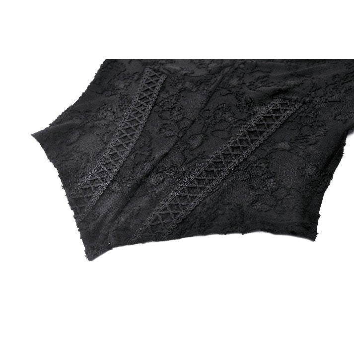 Dark in Love Zuri Gothic Romantic Lace Patchwork Bell-Sleeve Layered Cuff Top - DevilGothic DevilGothic
