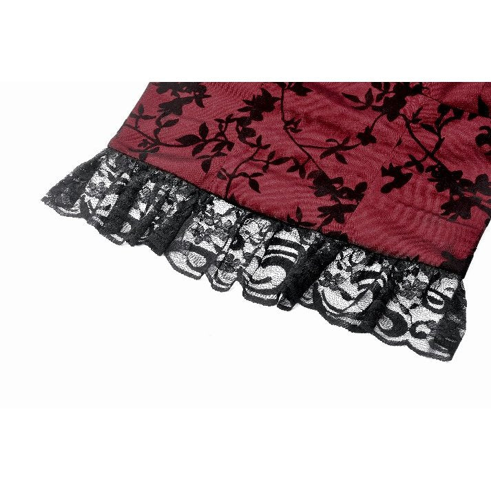 Dark in Love Althea Lace-Trimmed Velvet Goth Camisole in Burgundy - DevilGothic DevilGothic