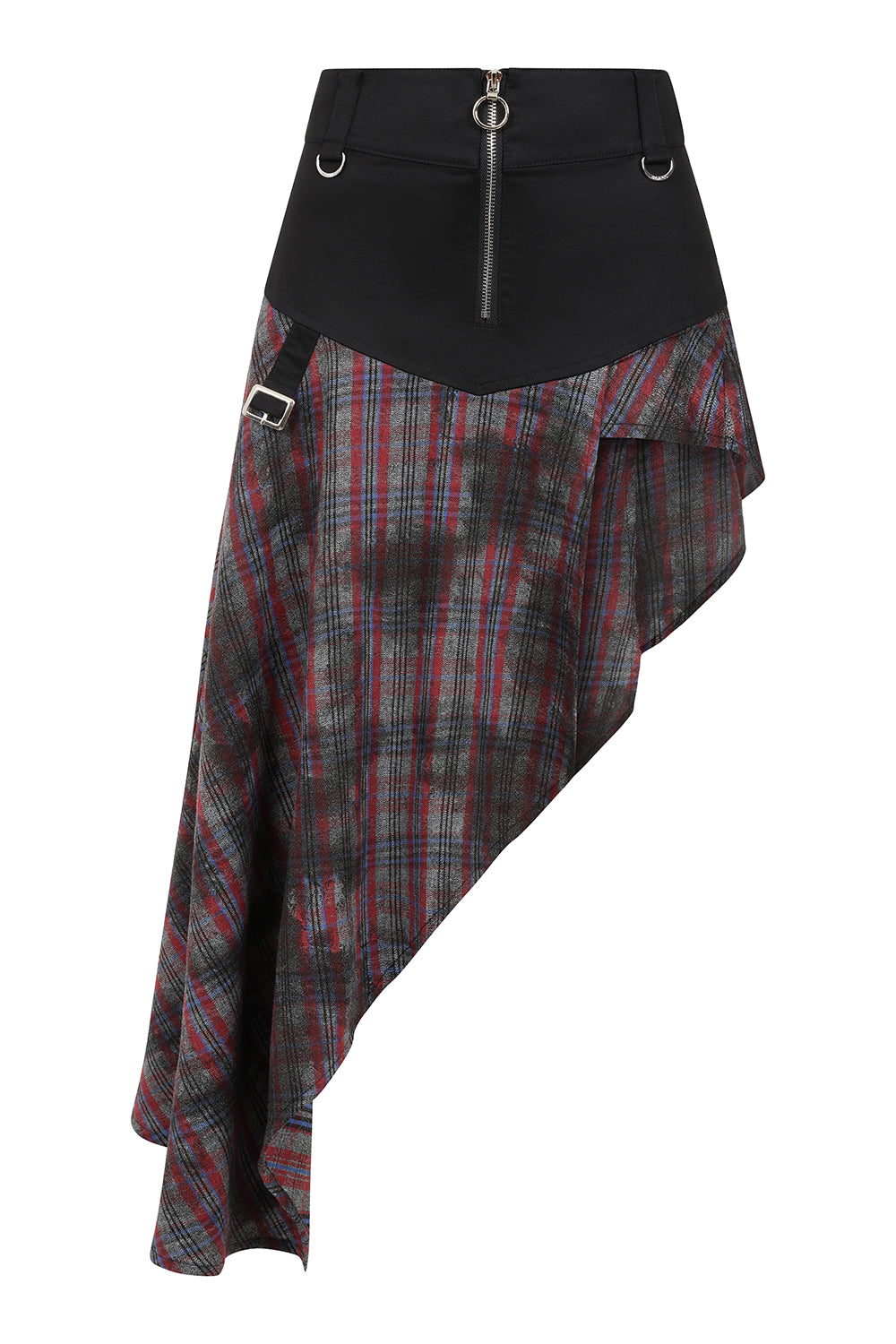 Banned Apparel Morrigan Goth Asymmetric Tartan Skirt in Red - DevilGothic DevilGothic