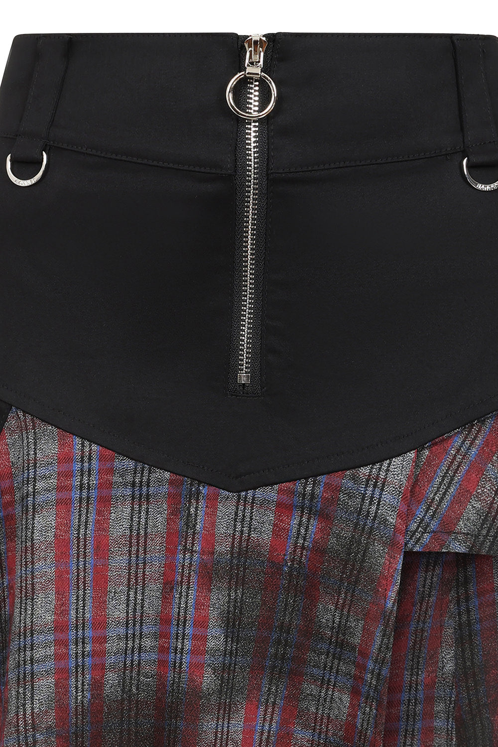 Banned Apparel Morrigan Goth Asymmetric Tartan Skirt in Red - DevilGothic DevilGothic
