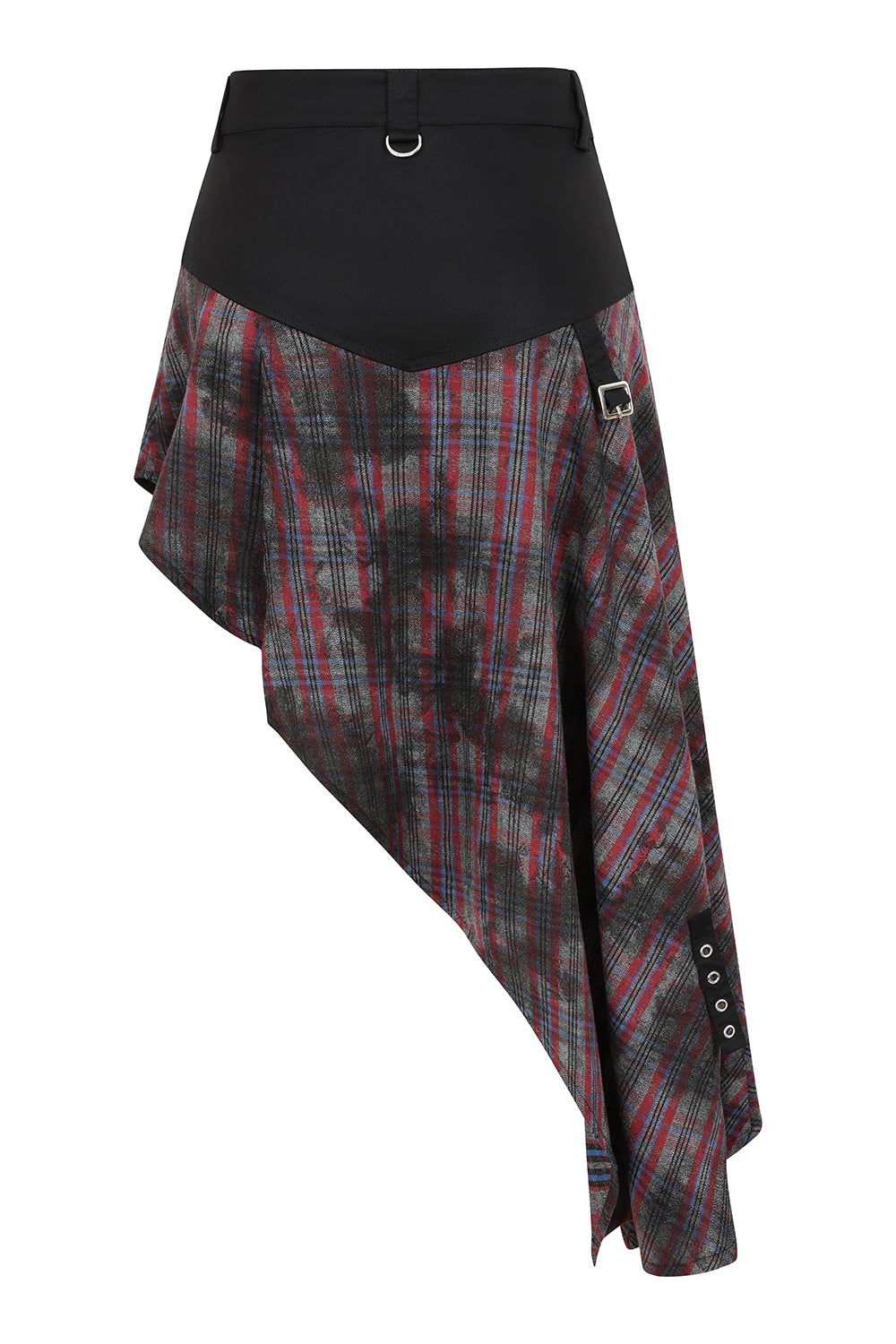 Banned Apparel Morrigan Goth Asymmetric Tartan Skirt in Red - DevilGothic DevilGothic