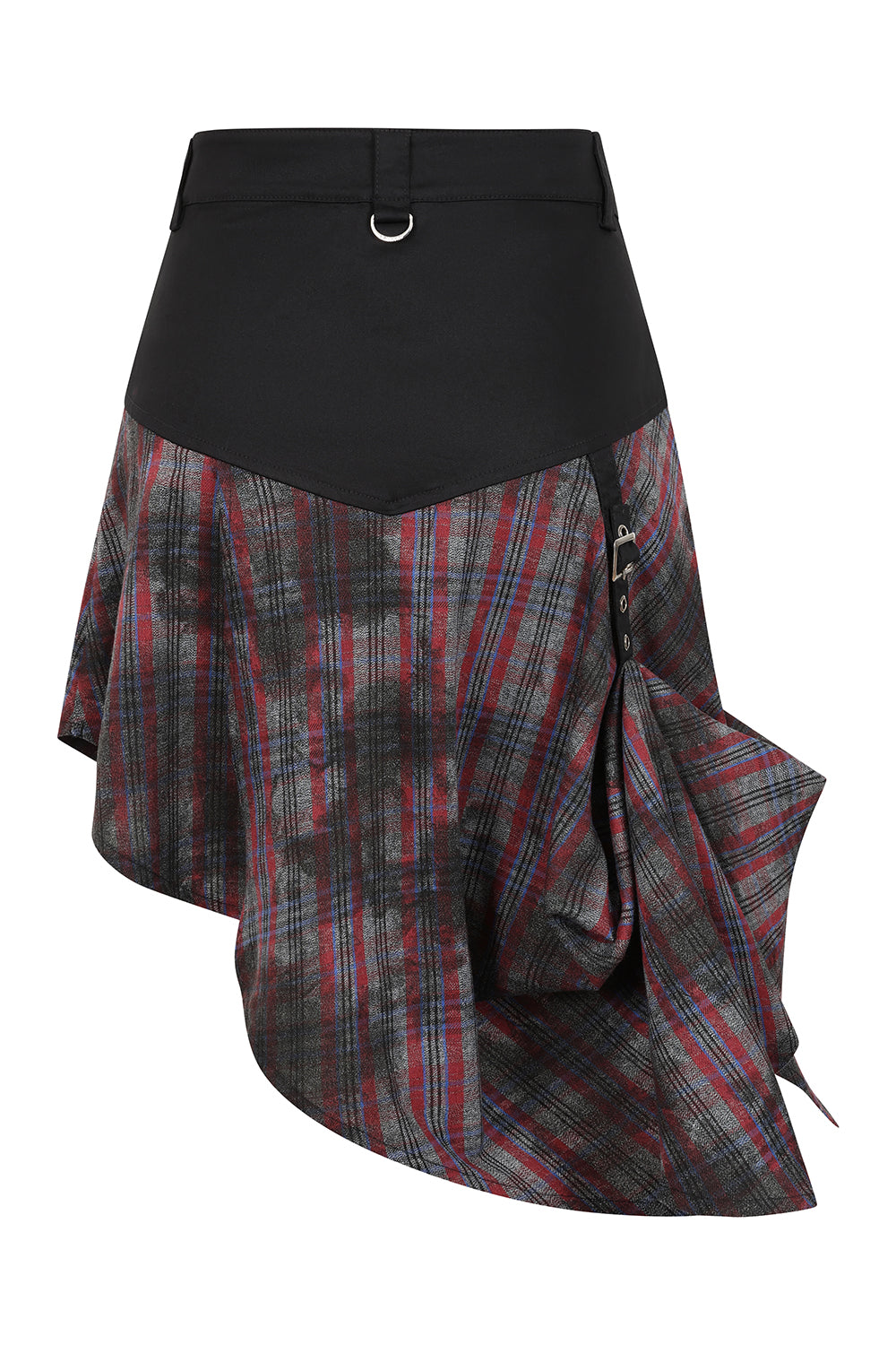 Banned Apparel Morrigan Goth Asymmetric Tartan Skirt in Red - DevilGothic DevilGothic